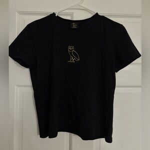 OVO Black Tee with Gold Owl Emblem